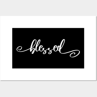 White Blessed Swash Calligraphy Posters and Art